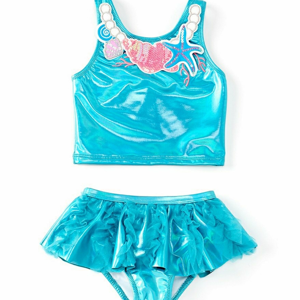 FLAPDOODLES Little Girls 6X Under The Sea Tankini